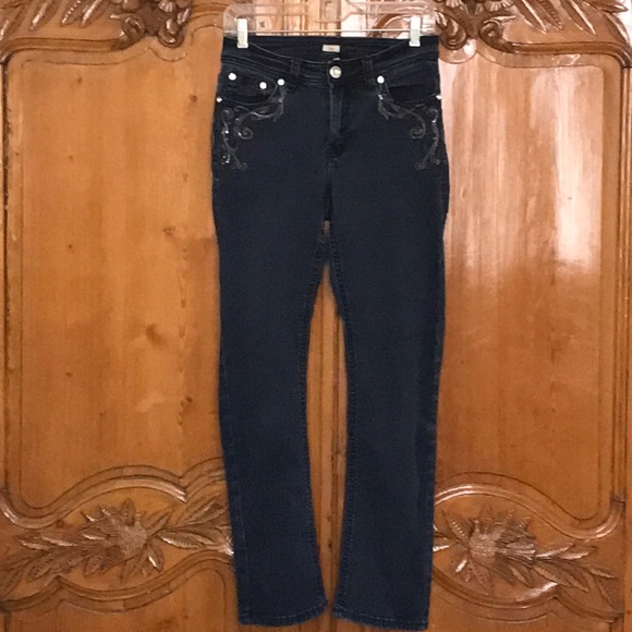 Reba Rhinestone and Tiny Sequin Detail Jeans - Picture 1 of 8